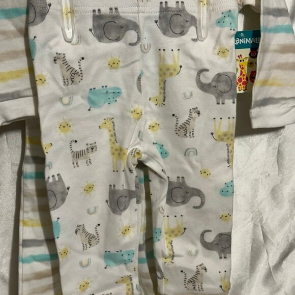 Set Unisex W/Bib Hat Onesie Pants And Sleeper Safari Animals - Picture 4 of 5